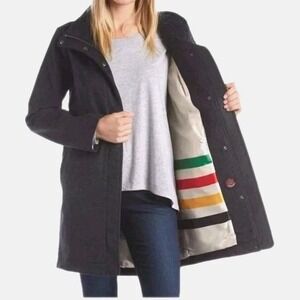 Pendleton Cascade Wool Campbell Jacket Woman M Charcoal Preppy Old Money Winter